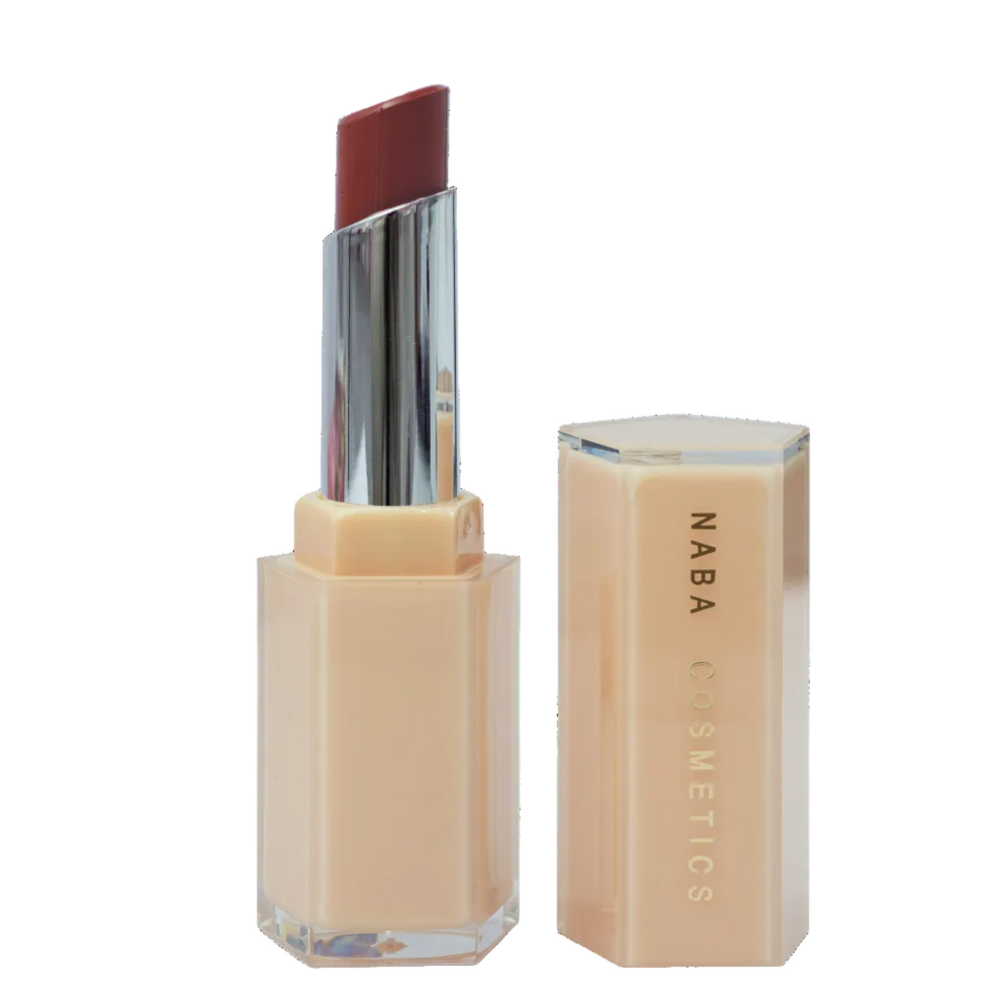 NABA lipstick with open case on a white background