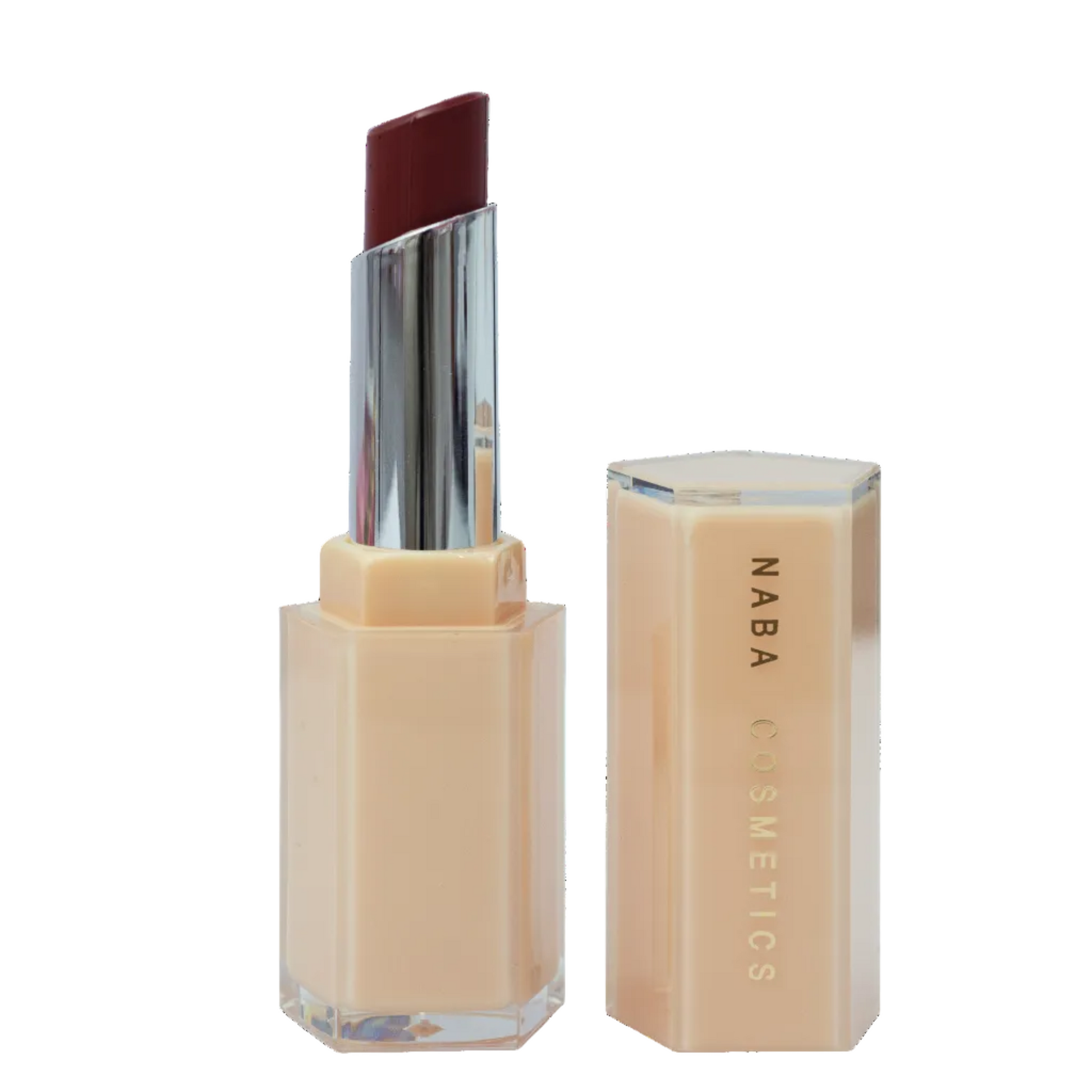NABA lipstick with open case on a white background